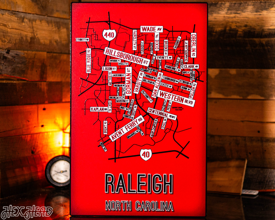 Raleigh, North Carolina School Street Poster Single Layer Metal Wall Art