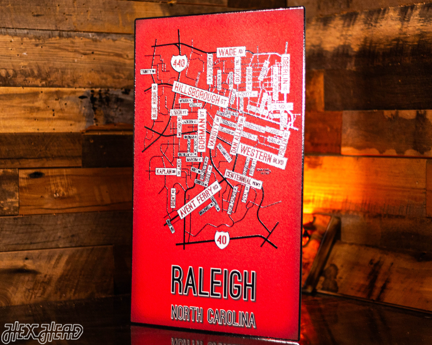 Raleigh, North Carolina School Street Poster Single Layer Metal Wall Art