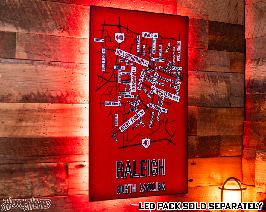 Raleigh, North Carolina School Street Poster Single Layer Metal Wall Art