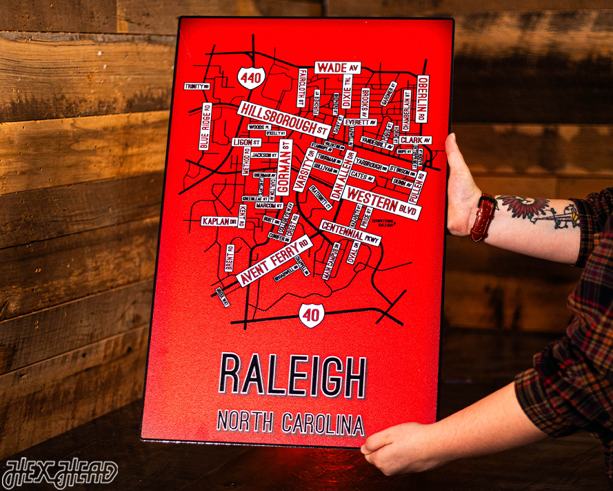 Raleigh, North Carolina School Street Poster Single Layer Metal Wall Art