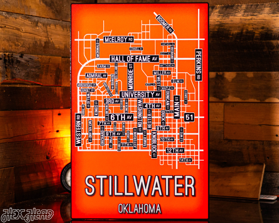 Stillwater, Oklahoma School Street Poster Single Layer Metal Wall Art