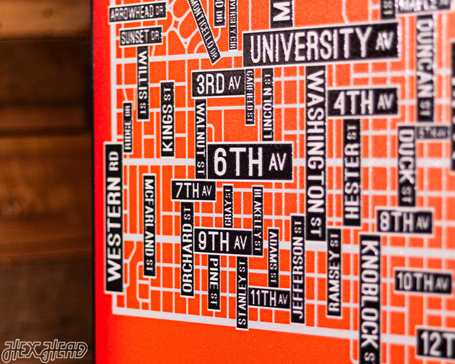 Stillwater, Oklahoma School Street Poster Single Layer Metal Wall Art