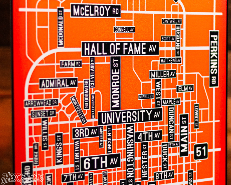 Stillwater, Oklahoma School Street Poster Single Layer Metal Wall Art