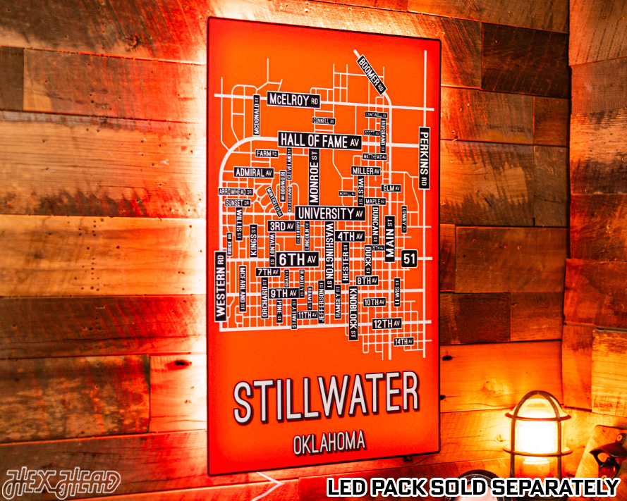 Stillwater, Oklahoma School Street Poster Single Layer Metal Wall Art
