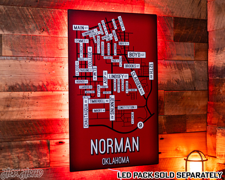 Norman, Oklahoma School Street Poster Single Layer Metal Wall Art