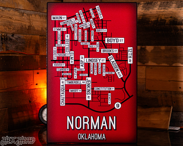 Norman, Oklahoma School Street Poster Single Layer Metal Wall Art
