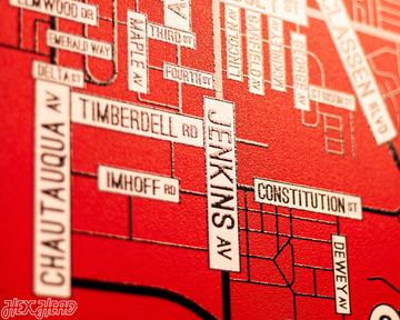 Norman, Oklahoma School Street Poster Single Layer Metal Wall Art