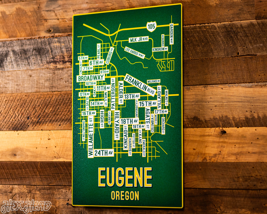 Eugene, Oregon School Street Poster Single Layer Metal Wall Art