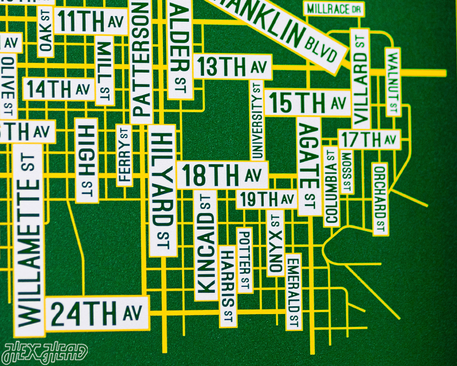 Eugene, Oregon School Street Poster Single Layer Metal Wall Art