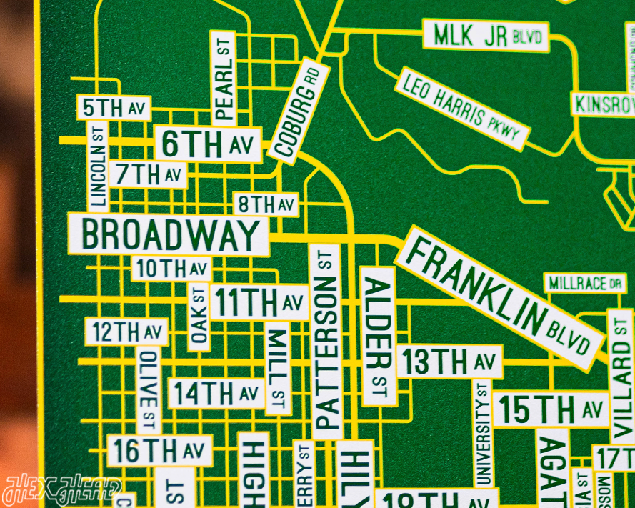 Eugene, Oregon School Street Poster Single Layer Metal Wall Art