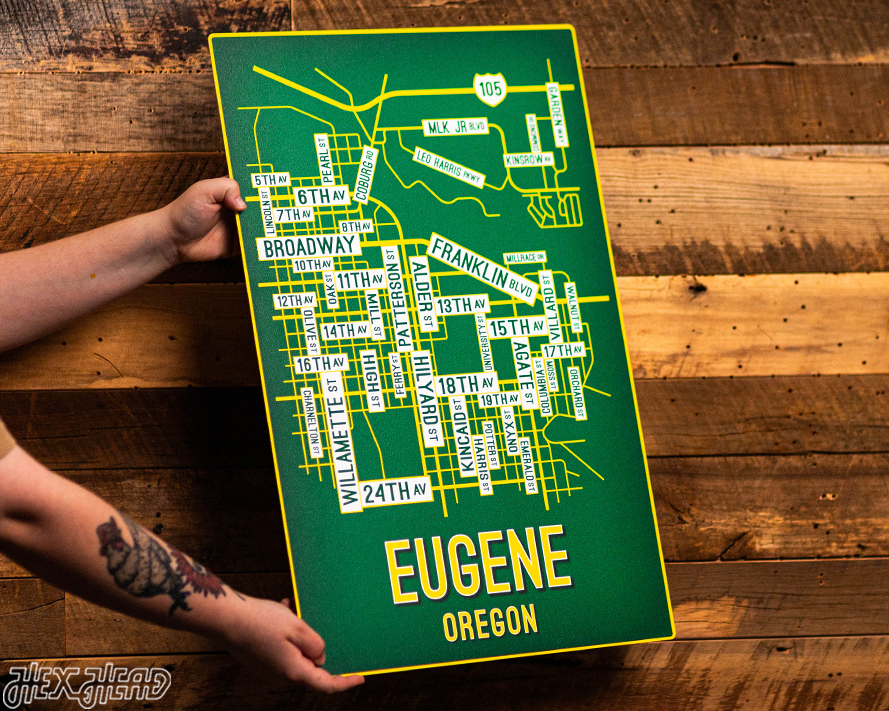 Eugene, Oregon School Street Poster Single Layer Metal Wall Art