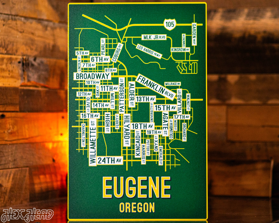 Eugene, Oregon School Street Poster Single Layer Metal Wall Art