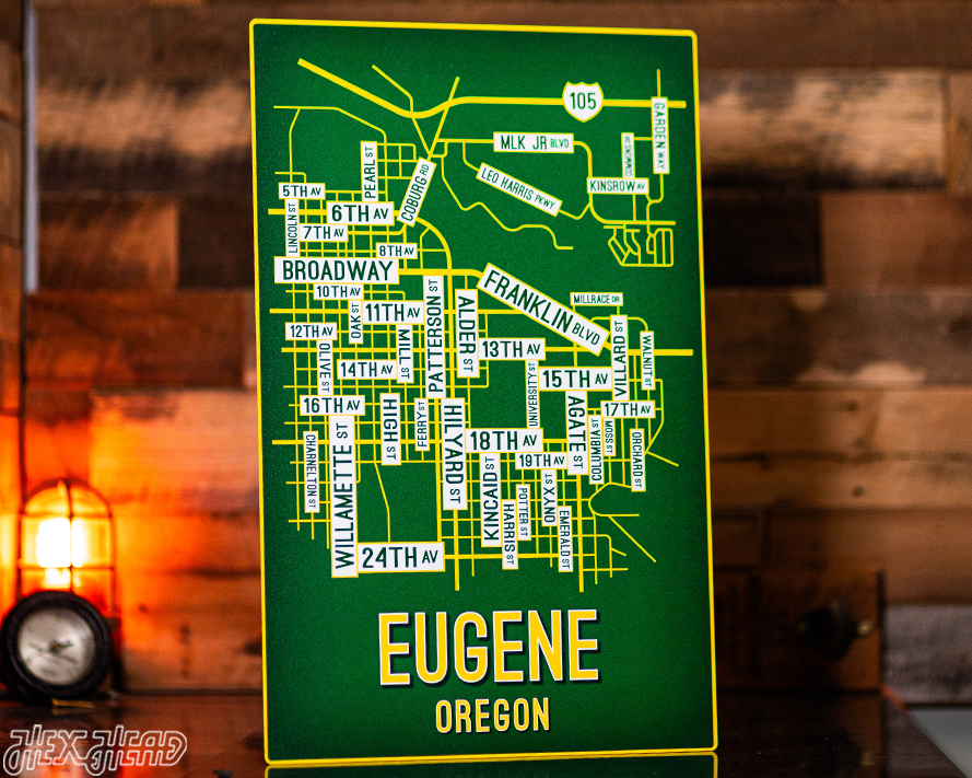 Eugene, Oregon School Street Poster Single Layer Metal Wall Art