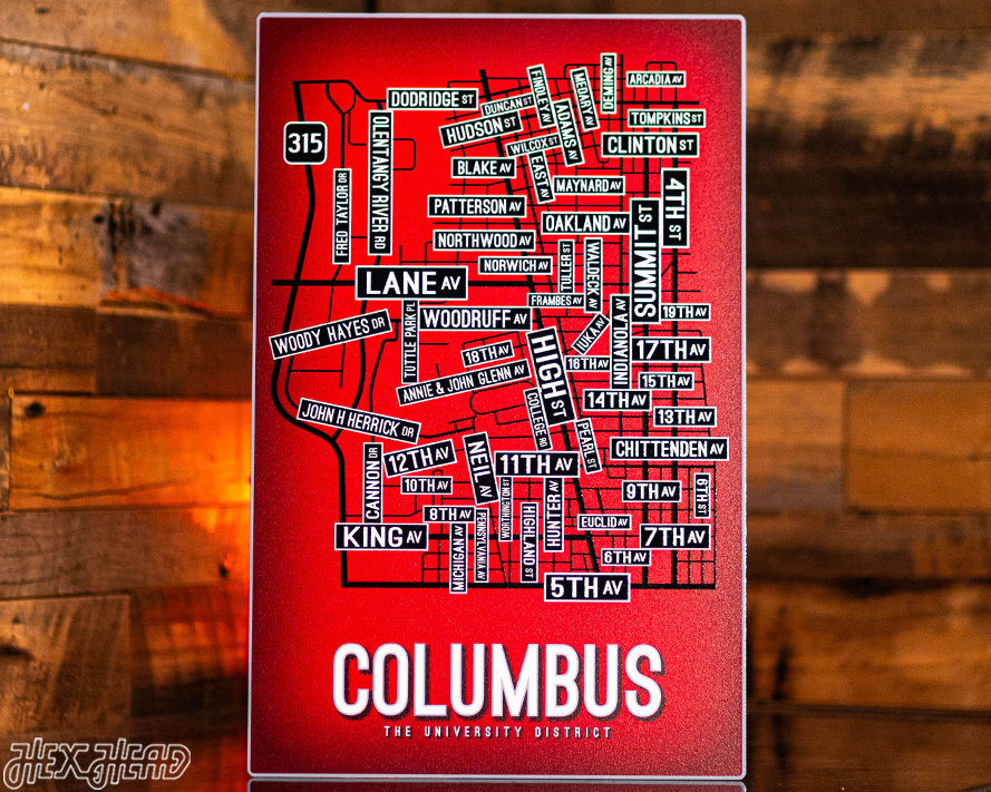 Columbus, Ohio School Street Poster Single Layer Metal Wall Art