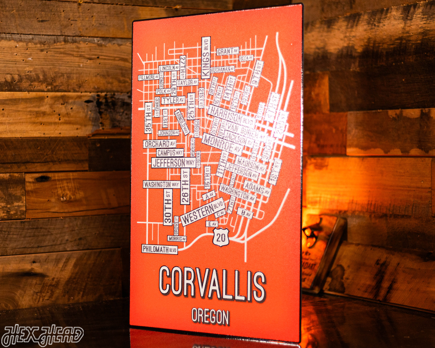 Corvallis, Oregon School Street Poster Single Layer Metal Wall Art