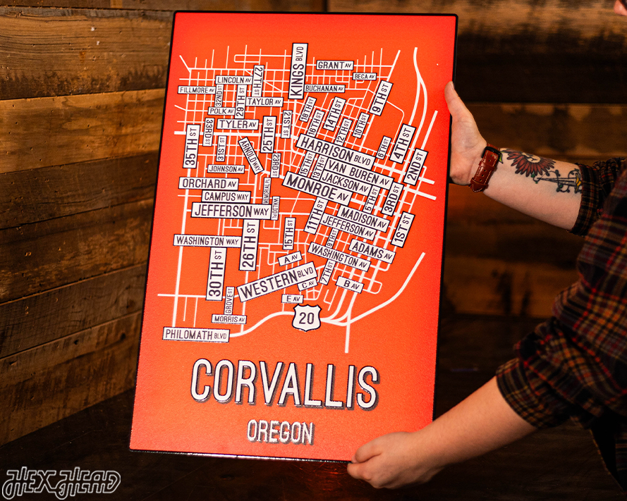 Corvallis, Oregon School Street Poster Single Layer Metal Wall Art