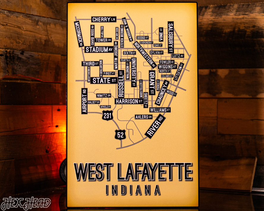 West Lafayette, Indiana School Street Poster Single Layer Metal Wall Art