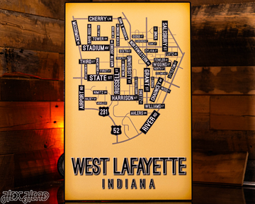 West Lafayette, Indiana School Street Poster Single Layer Metal Wall Art
