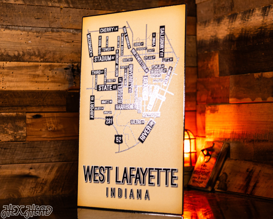 West Lafayette, Indiana School Street Poster Single Layer Metal Wall Art