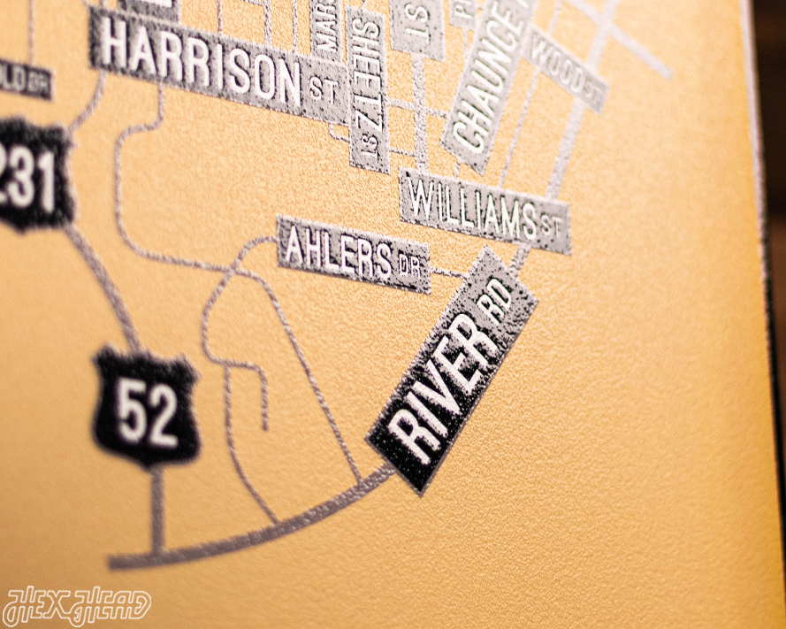 West Lafayette, Indiana School Street Poster Single Layer Metal Wall Art