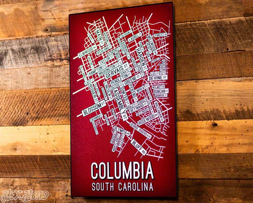Columbia, South Carolina School Street Poster Single Layer Metal Wall Art