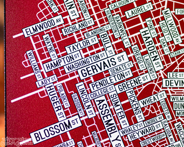 Columbia, South Carolina School Street Poster Single Layer Metal Wall Art