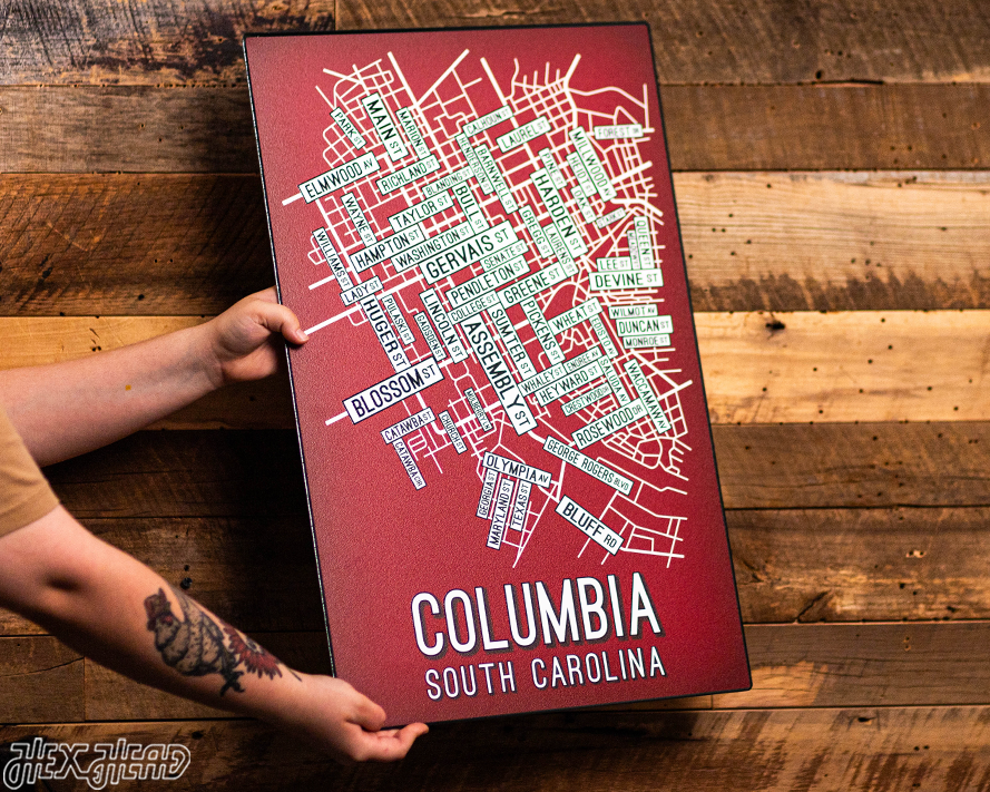 Columbia, South Carolina School Street Poster Single Layer Metal Wall Art