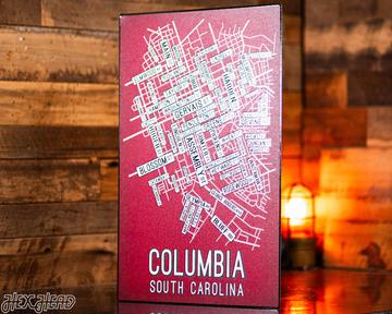 Columbia, South Carolina School Street Poster Single Layer Metal Wall Art
