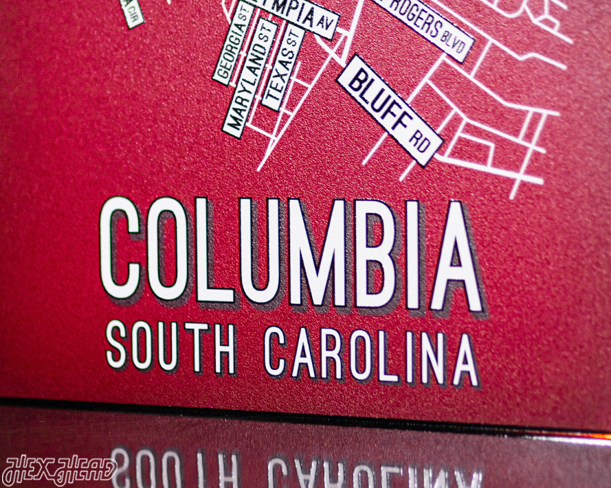 Columbia, South Carolina School Street Poster Single Layer Metal Wall Art