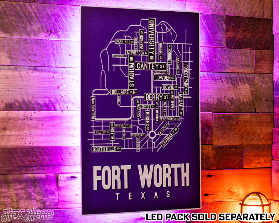 Fort Worth, Texas School Street Poster Single Layer Metal Wall Art