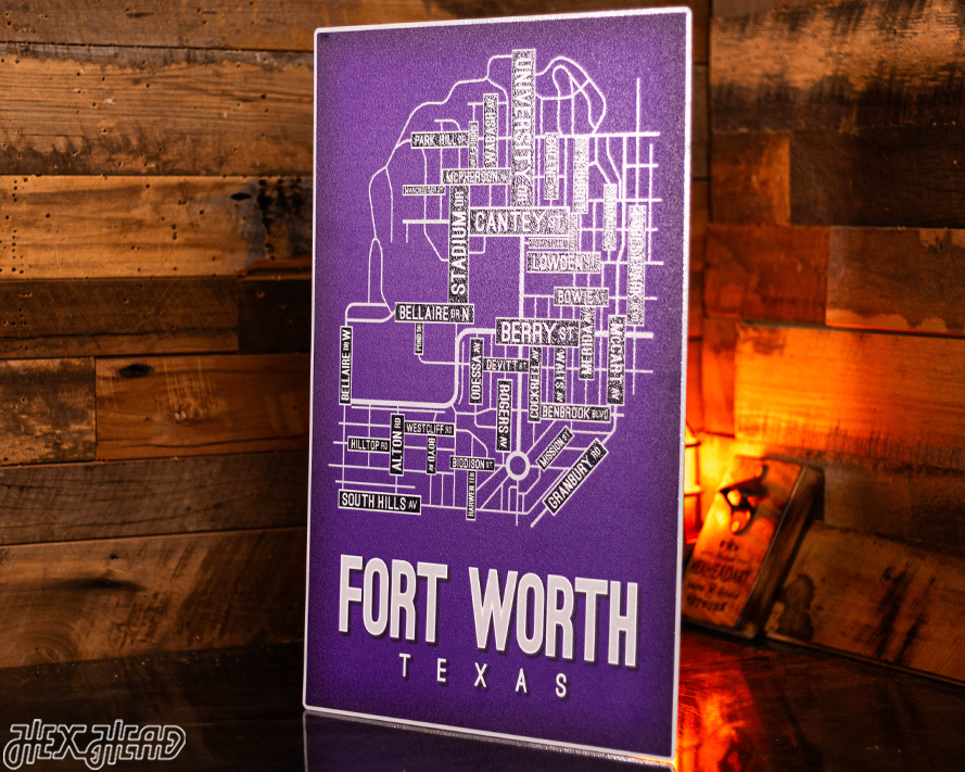 Fort Worth, Texas School Street Poster Single Layer Metal Wall Art