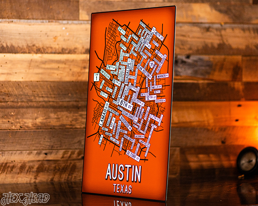 Austin, Texas School Street Poster Single Layer Metal Wall Art