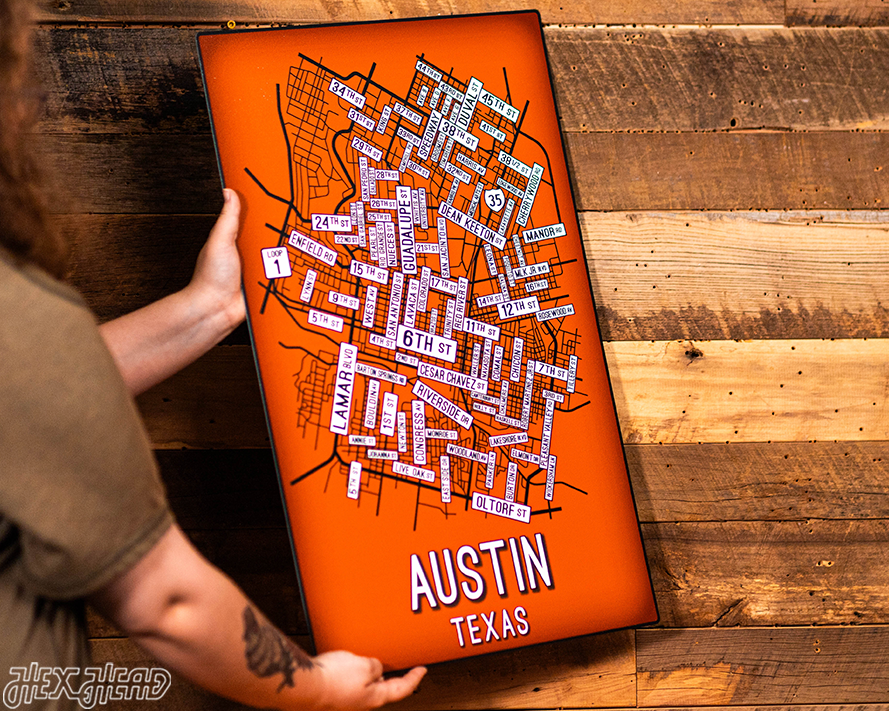 Austin, Texas School Street Poster Single Layer Metal Wall Art