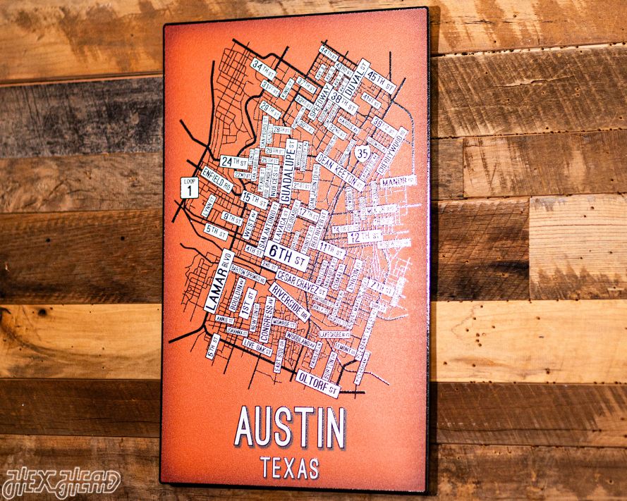 Austin, Texas School Street Poster Single Layer Metal Wall Art