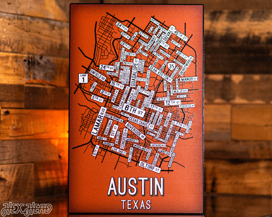 Austin, Texas School Street Poster Single Layer Metal Wall Art