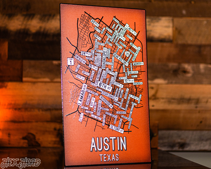 Austin, Texas School Street Poster Single Layer Metal Wall Art