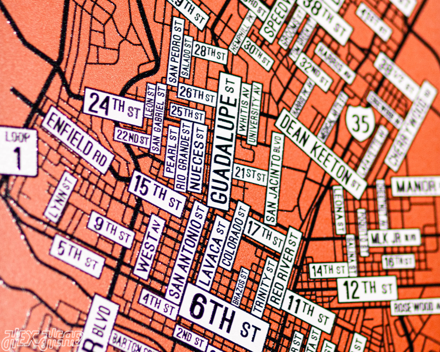 Austin, Texas School Street Poster Single Layer Metal Wall Art