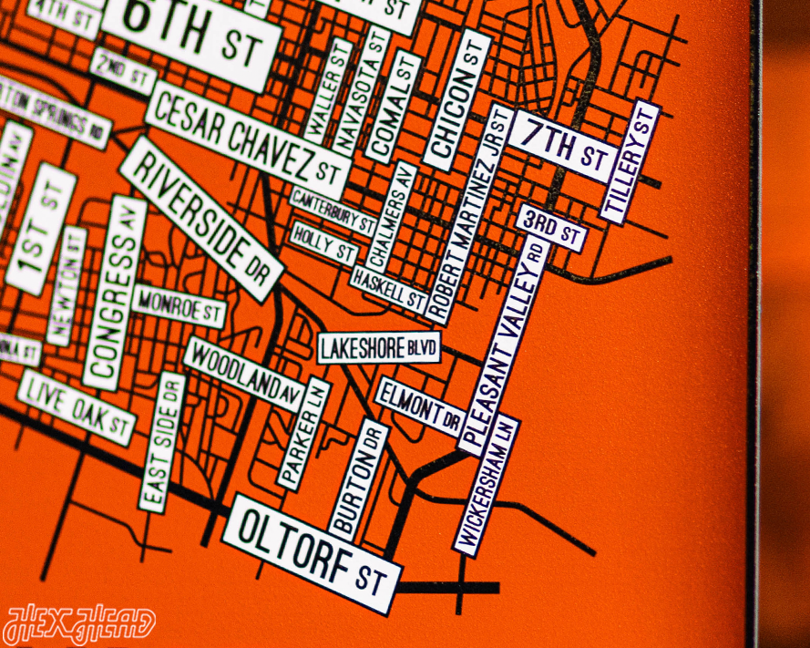 Austin, Texas School Street Poster Single Layer Metal Wall Art