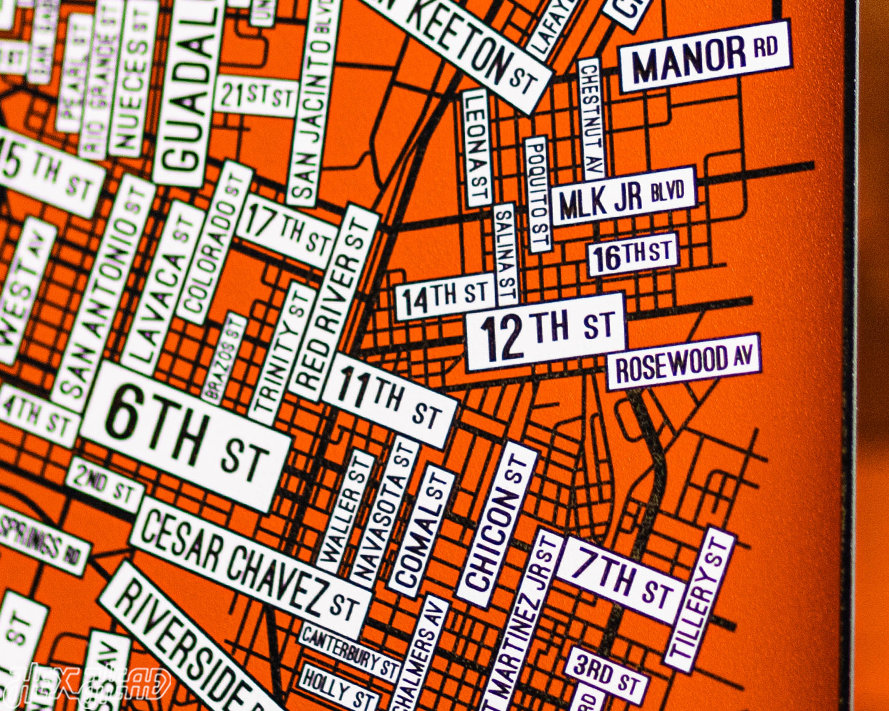 Austin, Texas School Street Poster Single Layer Metal Wall Art