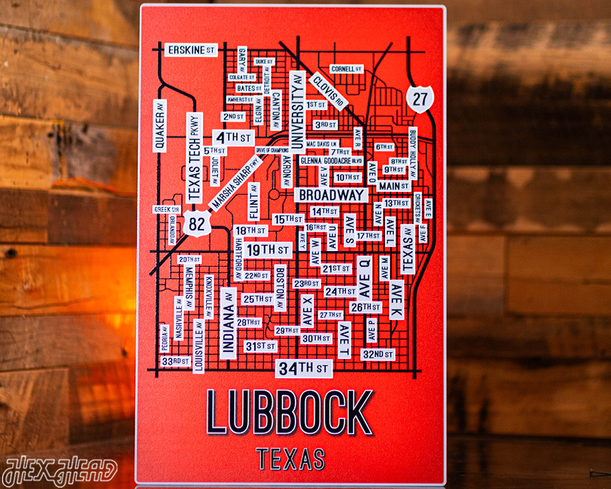 Lubbock, Texas School Street Poster Single Layer Metal Wall Art