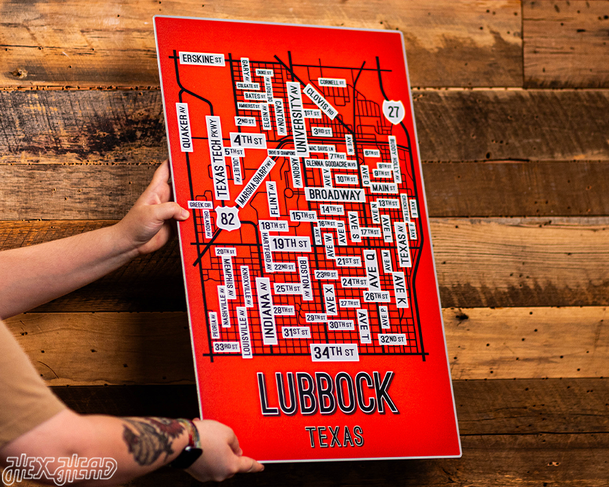 Lubbock, Texas School Street Poster Single Layer Metal Wall Art