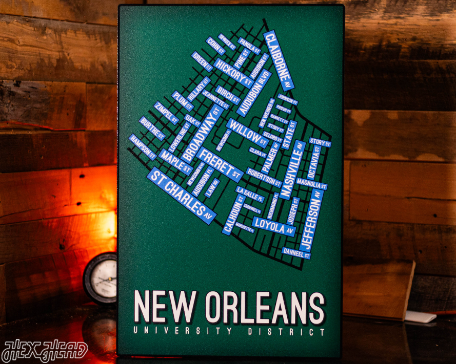 New Orleans, University District School Street Poster Single Layer Metal Wall Art