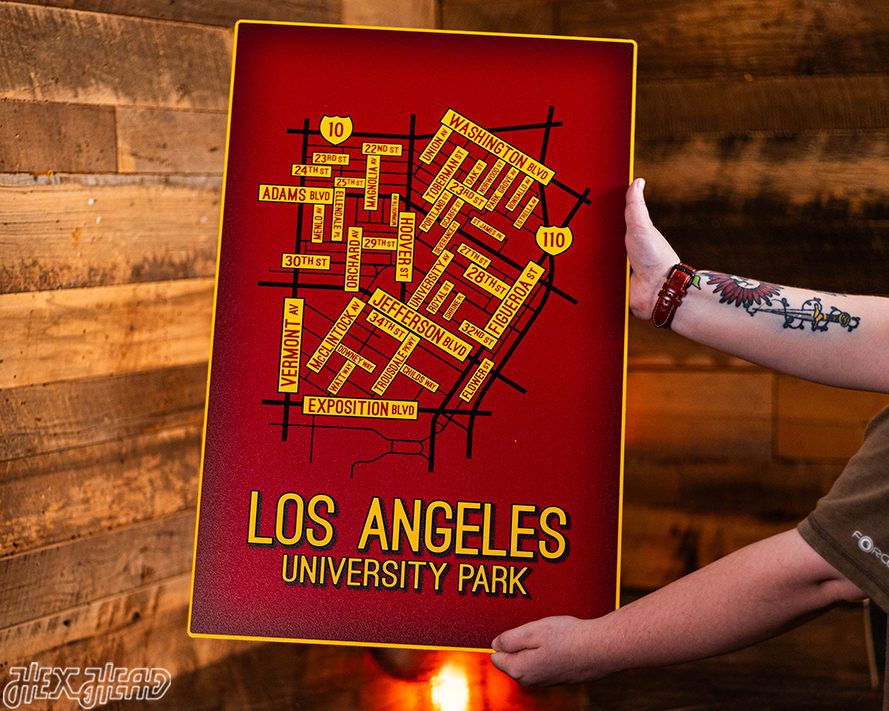 Los Angeles, University Park School Street Poster Single Layer Metal Wall Art