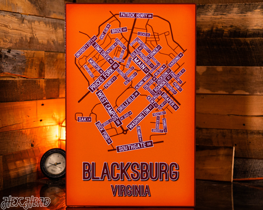 Blacksburg, Virginia School Street Poster Single Layer Metal Wall Art
