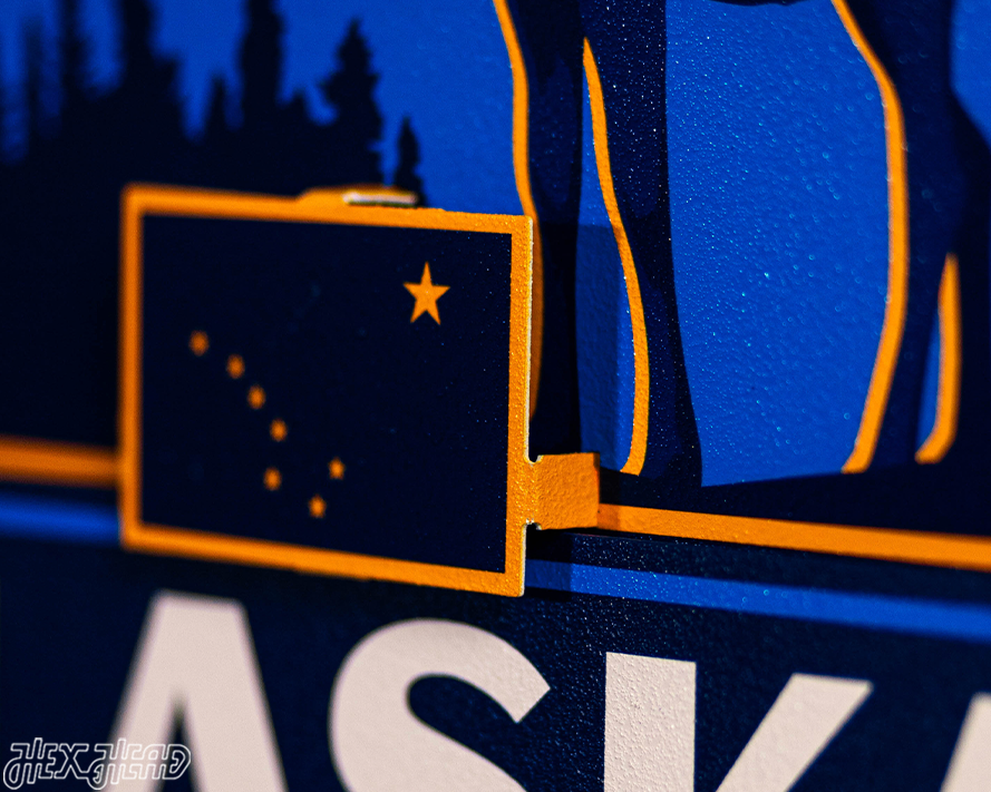 Alaska State Badge 3D Metal Wall Art