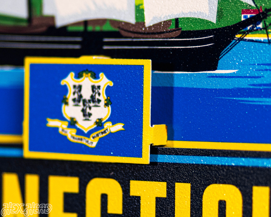 Connecticut State Badge 3D Metal Wall Art