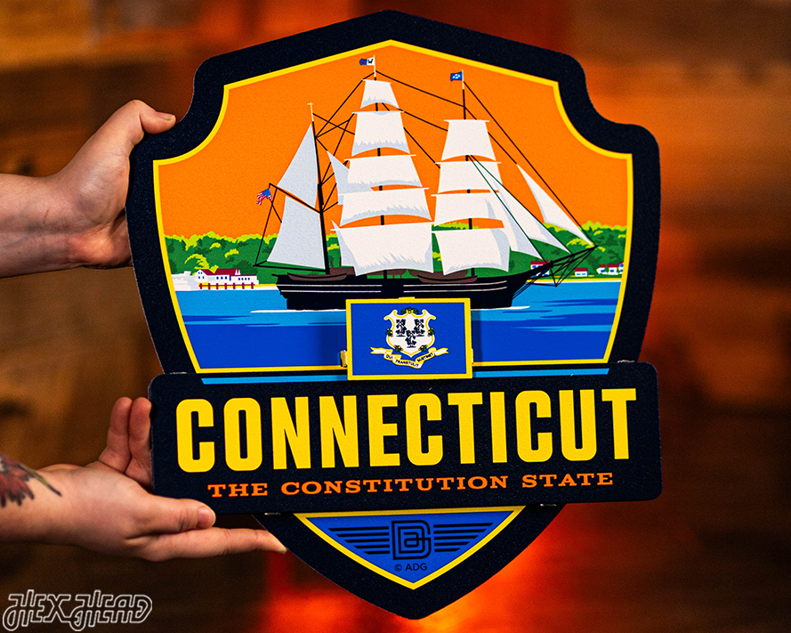 Connecticut State Badge 3D Metal Wall Art