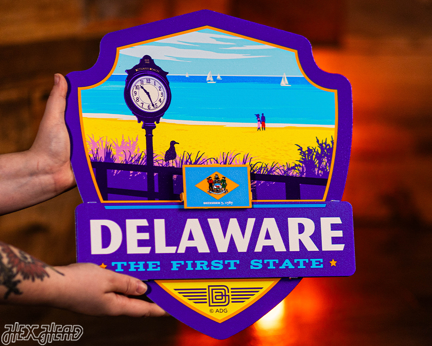Delaware State Badge 3-Layer Metal Wall Art