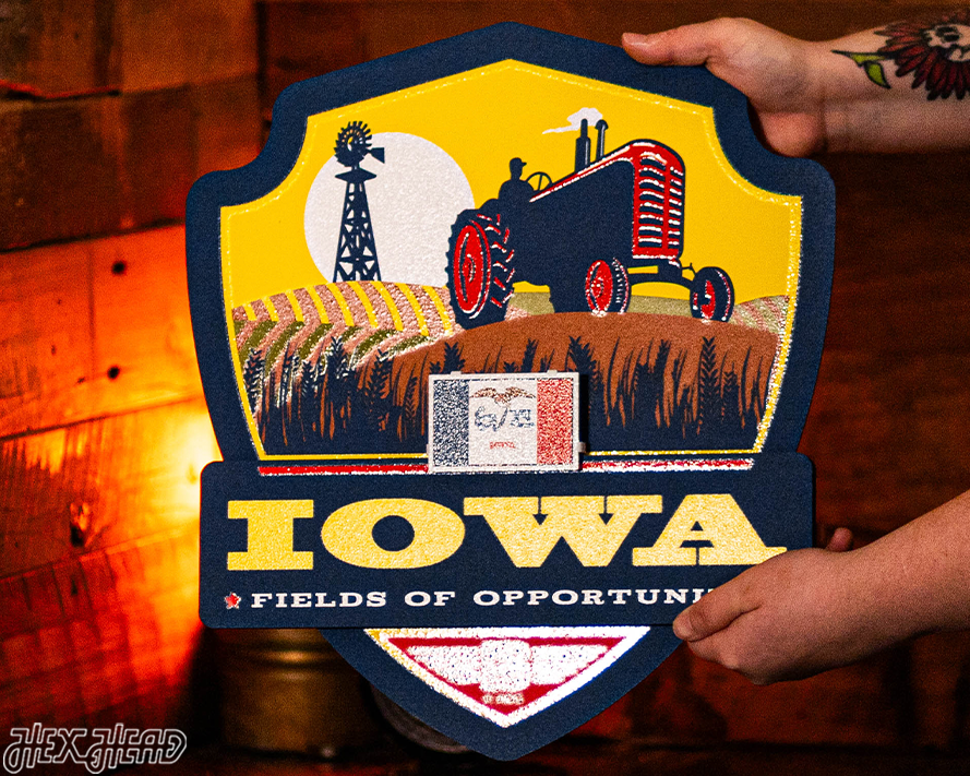 Iowa State Badge 3D Metal Wall Art