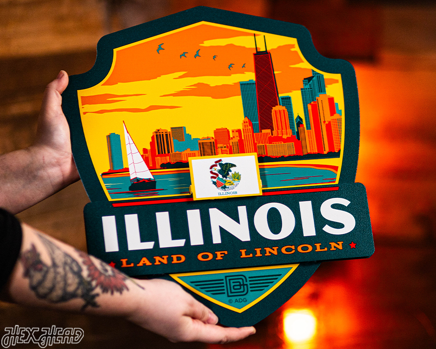 Illinois State Badge 3D Metal Wall Art